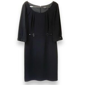 Tahari Arthur S. Levine Dress Mobwife Classic Black Gold Midi‎ LBD Size 10